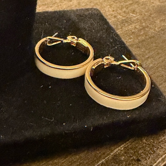 Monet Jewelry - Monet Gold and Cream Hoop Earrings